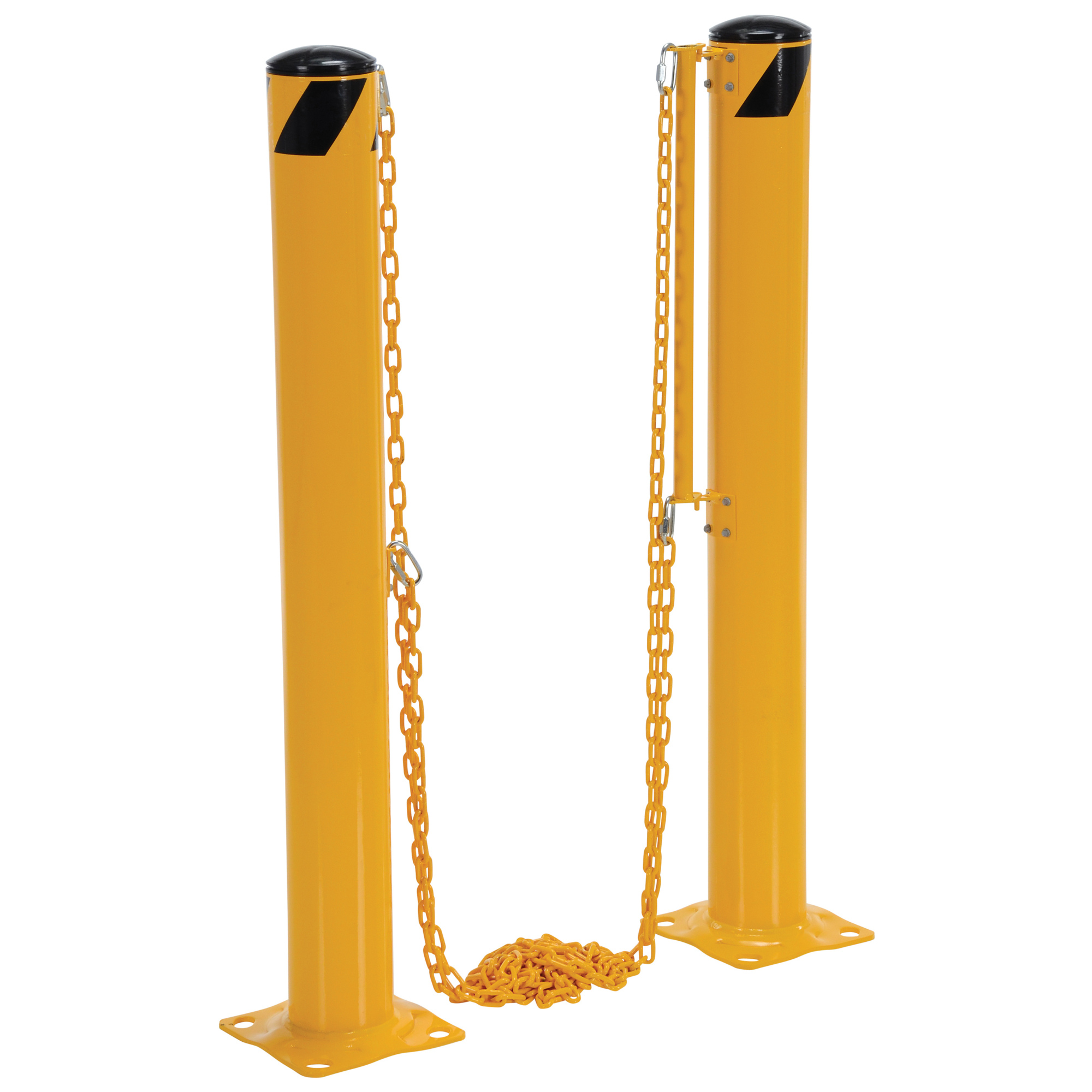 Vestil Dock Chain Bollard Barrier - 4.5in. dia., 42in. Height, Steel, Safety Yellow, Model# DCBB-42-4.5